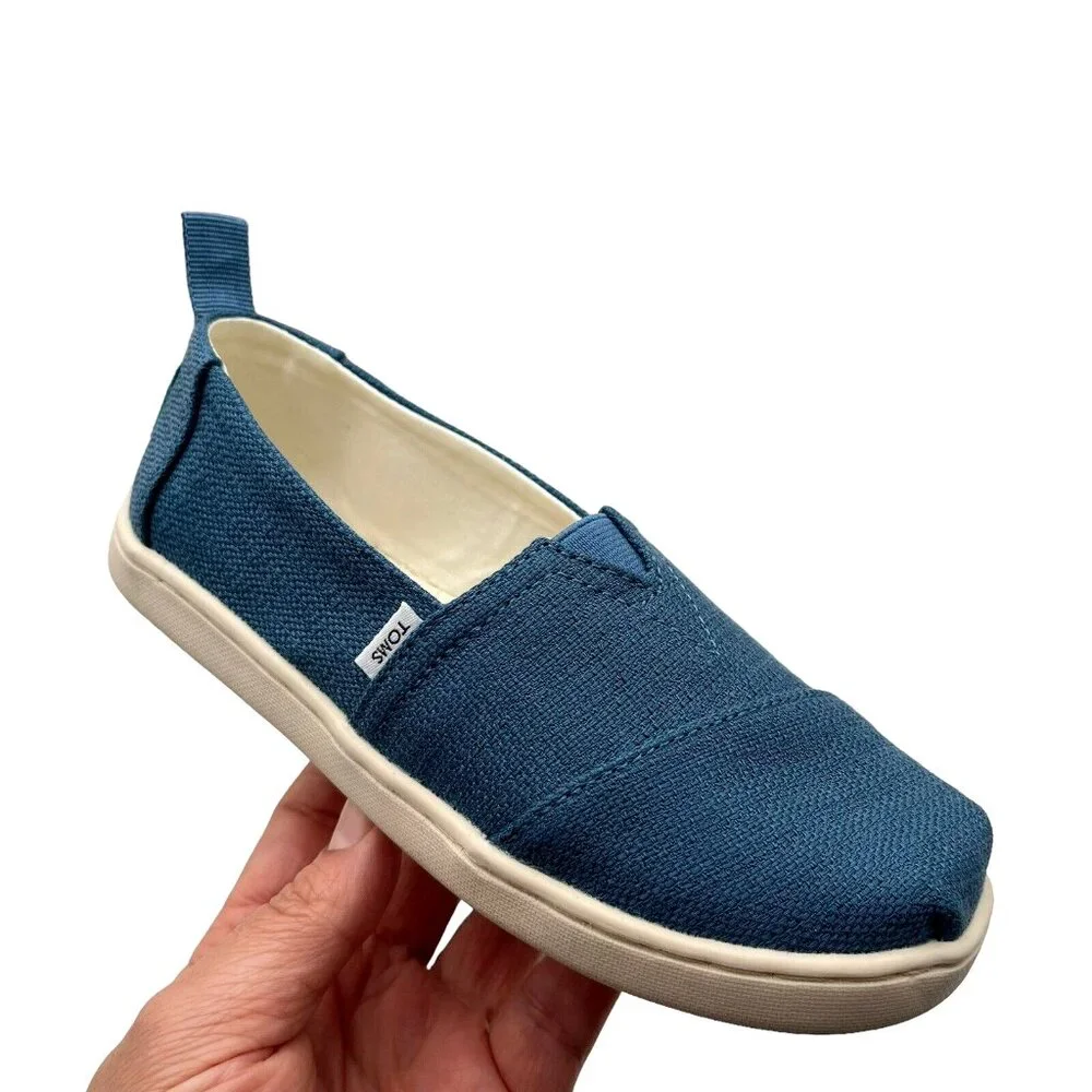 Toms Little Girls Alpargata Slip-on Shoes Size 12 Ocen Blue Lightweight & Comfy